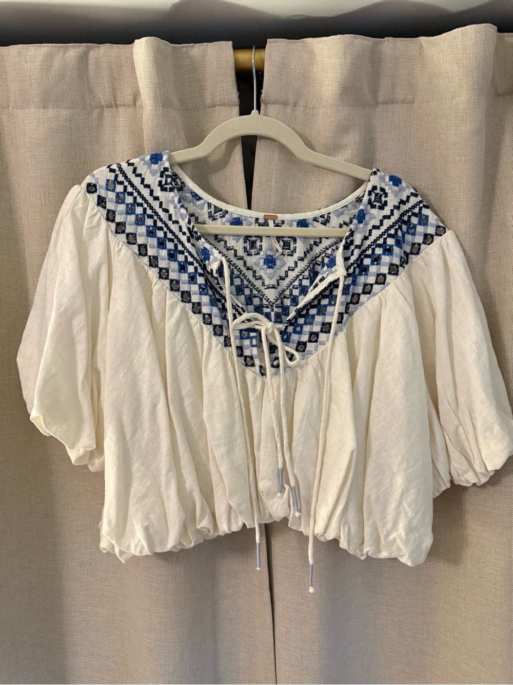 Free People Joni Embroidered Top